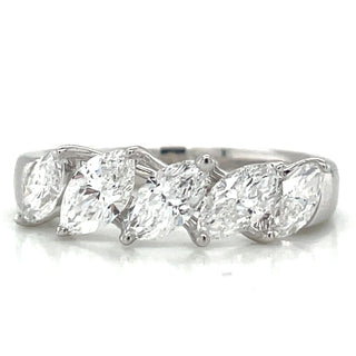 Platinum 1.53ct Laboratory Grown Fallen Marquise Diamond Eternity Ring