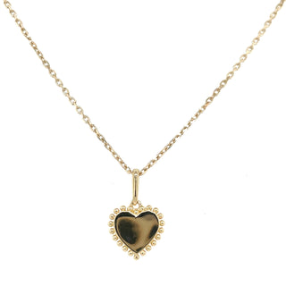 9ct Yellow Gold Petite Heart Pendant with Beaded Edge