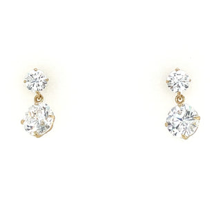 9ct Yellow Gold Round Cz Drop Earrings