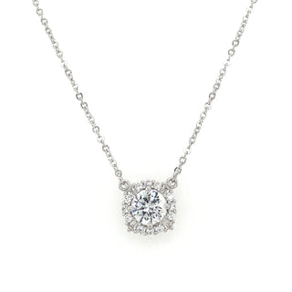 Sterling Silver Large Cz Halo Pendant