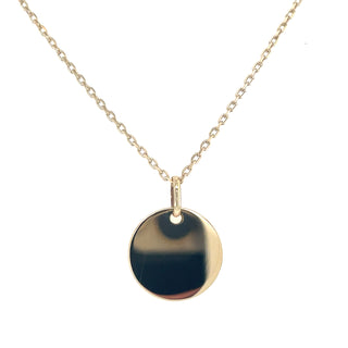 9ct Yellow Gold 12mm Plain Disc Pendant- Birthstone