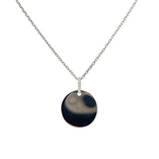 9ct White Gold 12mm Plain Disc Pendant - Birthstone