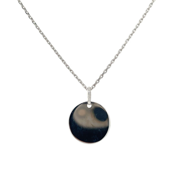 9ct White Gold 12mm Plain Disc Pendant - Birthstone