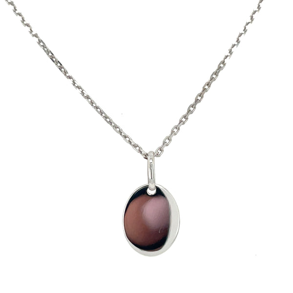 9ct White Gold Oval Disc Pendant - Birthstone