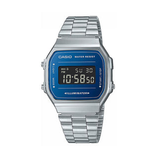 Casio Vintage Blue Dial Silver Digital Watch