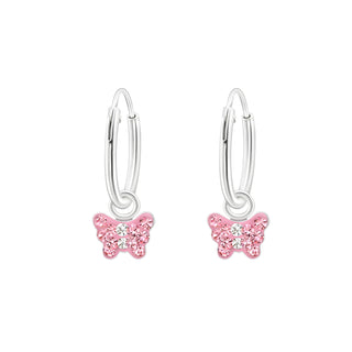 Children’s Sterling Silver Hoop earring with Pink Butterfly drop.