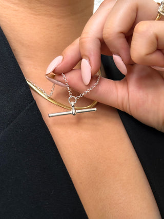 Sterling Silver T-Bar Necklace