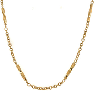Vintage 9ct Yellow Gold Belcher & Twisted Bar Necklace