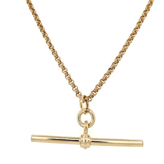 vintage 9ct gold necklace with t bar pendant