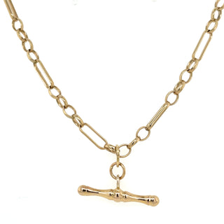 vintage 9ct gold t-bar necklace with mixed links