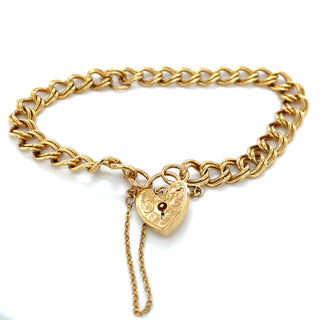 vintage 9ct gold bracelet with heart charm lock