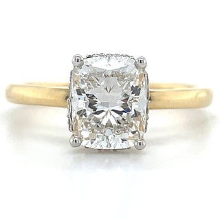Grace - 14ct Yellow Gold 1.62ct Laboratory Grown Elongated Cushion Cut Diamond Engagement Ring With Hidden Halo