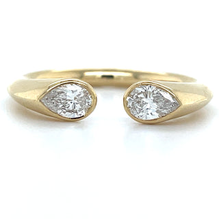 9ct Yellow Gold Bezel Set Pear 0.41ct Laboratory Grown Diamond Open Ring