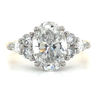 Eden - 18ct Yellow Gold 2.55ct Laboratory Grown Oval Diamond Engagement Ring With Side Stones