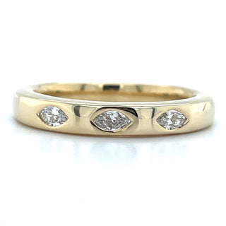 9ct Yellow Gold Gypsy Bezel Set Marquise Cut 0.25ct Laboratory Grown Diamond Ring