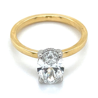 Joy - 18ct Yellow Gold 1.65ct Laboratory Grown Oval Solitaire with Hidden Halo