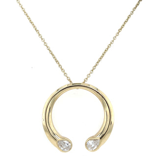 9ct Yellow Gold Bezel Set Pear 0.33ct Laboratory Grown Diamond Wishbone Necklace
