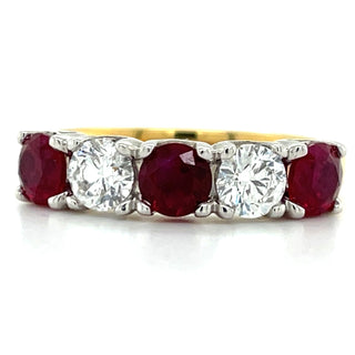 18ct Yellow Gold Earth Grown Ruby & Diamond Ring