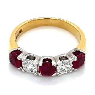 18ct Yellow Gold Earth Grown Ruby & Diamond Ring