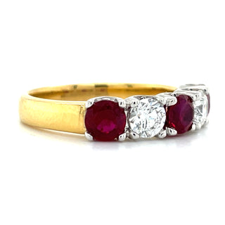 18ct Yellow Gold Earth Grown Ruby & Diamond Ring