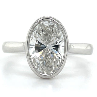 Mila - Platinum 2.51ct Laboratory Grown Oval Cut Bezel Set Diamond Solitaire Engagement Ring