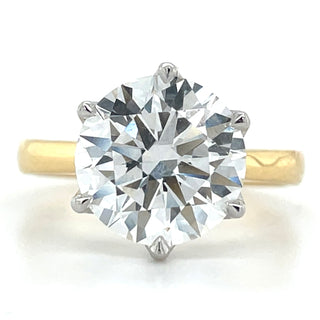 Alina - 18ct Yellow Gold 4.02ct Laboratory Grown Six Claw Round Brilliant Diamond Solitaire Engagement Ring