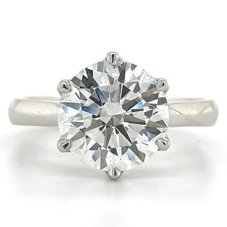Renée - Platinum 3.00ct Laboratory Grown Six Claw Round Brilliant Diamond Solitaire Engagement Ring