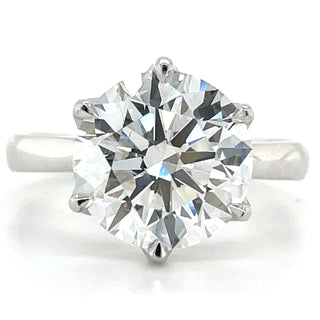 Renée - Platinum 4.05ct Laboratory Grown Six Claw Round Brilliant Diamond Solitaire Engagement Ring
