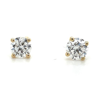 Yellow gold lab diamond stud earrings