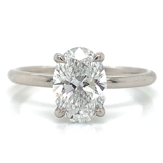 Valeria - Platinum 1.63ct Laboratory Grown Oval Solitaire with Hidden Halo