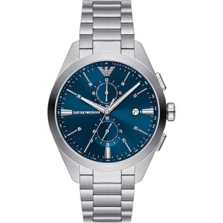 Emporio Armani - Silver Double Chronograph Blue Dial Watch