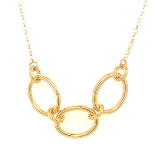 Triple Oval Smooth With Diamond Cut Link Golden Necklace