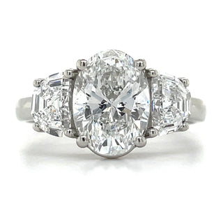 Aliana - Platinum 3ct Oval & Half Moon Trilogy Laboratory Grown Diamond Engagement Ring