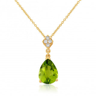 9ct Yellow Gold Diamond Peridot Necklace