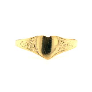 9ct Yellow Gold Petite Heart Signet Pinky Ring