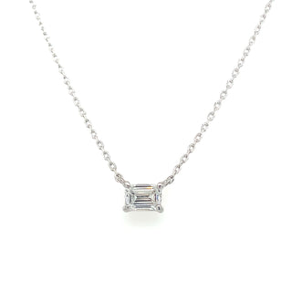 18ct White Gold 0.51ct Emerald Cut Laboratory Grown Diamond Pendant