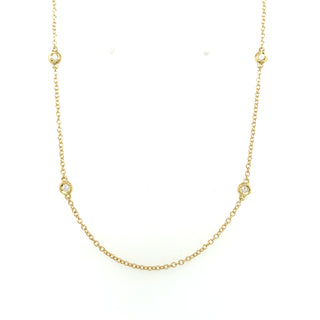 18ct Yellow Gold Necklace with Spaced Bezel Set Earth Grown Diamonds