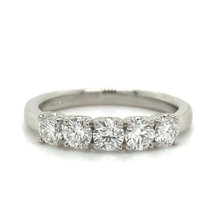 Platinum 0.76ct Laboratory Grown 5 Stone Diamond Eternity Ring