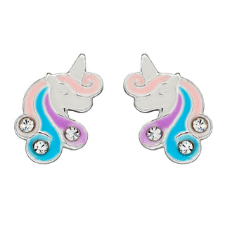 Unicorn Enamel Stud Earrings With CZ (A2072C)