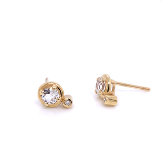 Anma 14ct Gold White Topaz & Diamond Earrings