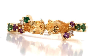 18ct Yellow Gold Earth Grown Citrine, Diamond , Amethyst and Rainforest Topaz Ring