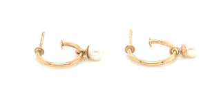 9ct Gold Fresh Water Pearl Drop Hoop Earrings
