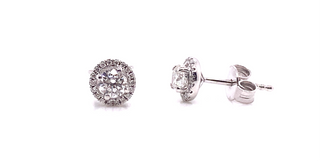 18ct White Gold 0.60ct Earth Grown Diamond Halo Stud Earrings