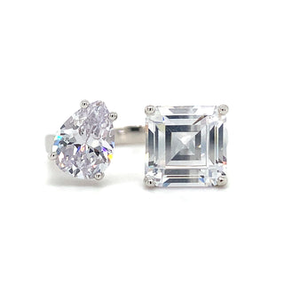 Sterling Silver Double Stone Pear & Princess Ring