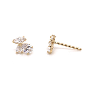 9ct Gold Pear And Marquise Stone Cluster Studs