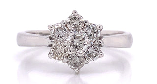 18ct White Gold Cluster Earth Grown Diamond Engagement Ring