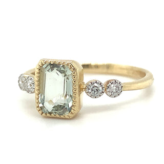 9ct Yellow Gold Emerald Cut 1.03ct Green Amethyst Ring