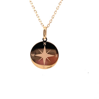 9ct Yellow Gold Engravable Compass Pendant