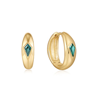 Ania Haie Gold Teal Sparkle Dome Hoop Earrings