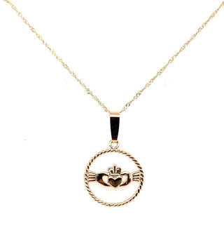 10ct Yellow Gold Claddagh Pendant With Twist Design